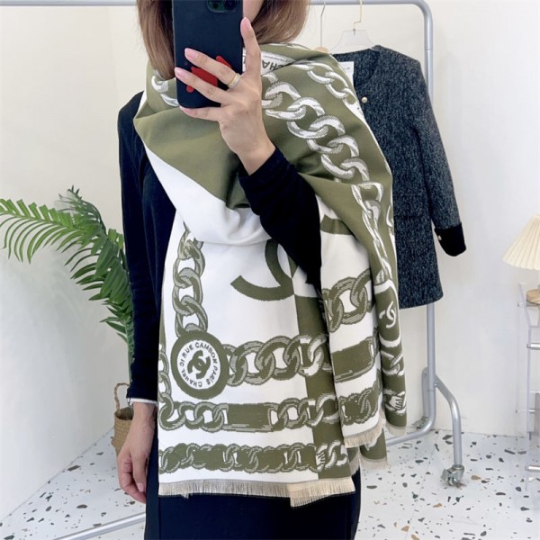 Chanel ショール シャネル ブランド パロディ 大判ストール 激安 ファッション ふさ飾り 男女兼用 ギフト肌に優しい ブランドショール男女兼用 リバーシブルマフラー 肩掛け