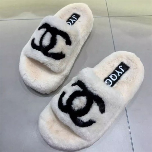 ブランド Chanel シャネル ルームシューズ 冬 フェイクファー おしゃれ ボアスリッパ レディース 厚底 滑り止め 暖かい 室内履き ふわふわ もこもこ 冷え対策 滑り止め 静音 防寒 保温 プレゼント