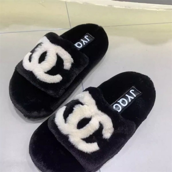 ブランド Chanel シャネル ルームシューズ 冬 フェイクファー おしゃれ ボアスリッパ レディース 厚底 滑り止め 暖かい 室内履き ふわふわ もこもこ 冷え対策 滑り止め 静音 防寒 保温 プレゼント