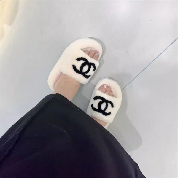 ブランド Chanel シャネル ルームシューズ 冬 フェイクファー おしゃれ ボアスリッパ レディース 厚底 滑り止め 暖かい 室内履き ふわふわ もこもこ 冷え対策 滑り止め 静音 防寒 保温 プレゼント
