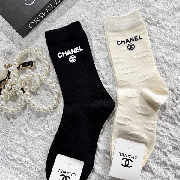 Chanel シャネル ハイブランド ソックス 綿製レディース向け 靴下 かわいい 2点セット 浅口ソックス 女の子好き 韓国ブランドソックス 男女兼用 ファッション