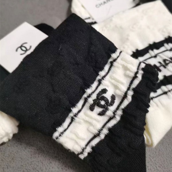 Chanel シャネル ハイブランド ソックス 綿製ブランド 靴下 大人気浅口ソックス 女の子好き 韓国ブランドソックス 男女兼用 ファッション