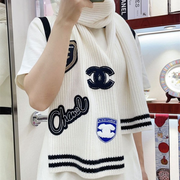 Chanel シャネルハイブランドマフラー 冬 レディース ニットマフラー ストール ネックウォーマー スヌード 防寒 暖かい マフラー 大判 厚手 保温 秋冬 男女兼用 カジュアル 通勤 通学 プレゼント