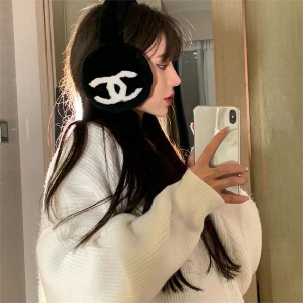 シャネルブランド耳当て レディース イヤーマフ 防寒 メンズ chanel イヤーウォーマー フェイクファー ふわふわ 耳カバー 極厚ボア 暖かい 小顔効果 360度折畳み イヤーマフラー 可愛い 防寒対策 フリーサイズ 男女兼用 通勤 通学 旅行