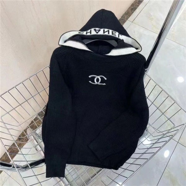 Chanel シャネルハイブランドニット レディース トップス 秋 冬 セーター パーカー ケーブル編み フード付き 長袖 大人め高級魅力・華奢見え プルオーバー ゆったり 着痩せ 柔らかい カジュアル ファッション 日常着 ニットソー