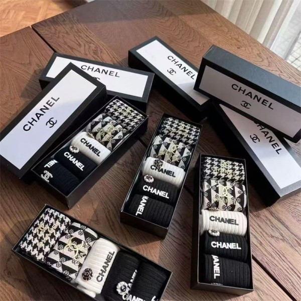 Chanel シャネルブランド ストッキング 大人気浅口ソックス 女の子好き 韓国上質な コットン ソックス くつしたブランドソックス 男女兼用 ファッション