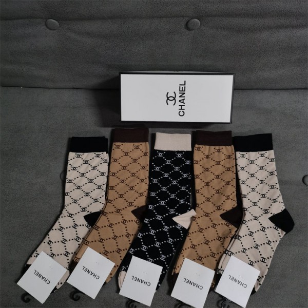 Chanel シャネルハイブランド ソックス 綿製レディース向け 靴下 かわいいブランドミドルソックス 高品質ブランドソックス 男女兼用 ファッション