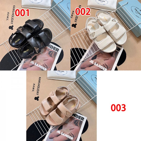 プラダ サンダル レディースシューズ Prada 厚底サンダル カジュアルサンダル 女性サンダル マジックテープ アンクルストラップ ガールズシューズ 軽量