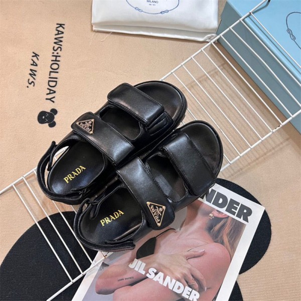 プラダ サンダル レディースシューズ Prada 厚底サンダル カジュアルサンダル 女性サンダル マジックテープ アンクルストラップ ガールズシューズ 軽量
