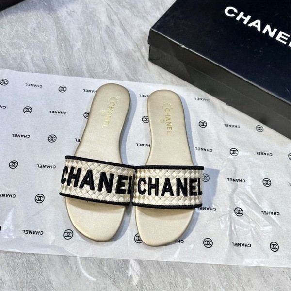 Chanel シャネルブランドサンダル レディース スリッパ 楽ちん おしゃれ 可愛い フラットサンダル 気質 旅行 室内履き 楽ちん 2255¬260cm ローヒール エレガント 歩きやすい 楽ちんだけど上品なぺたんこサンダル