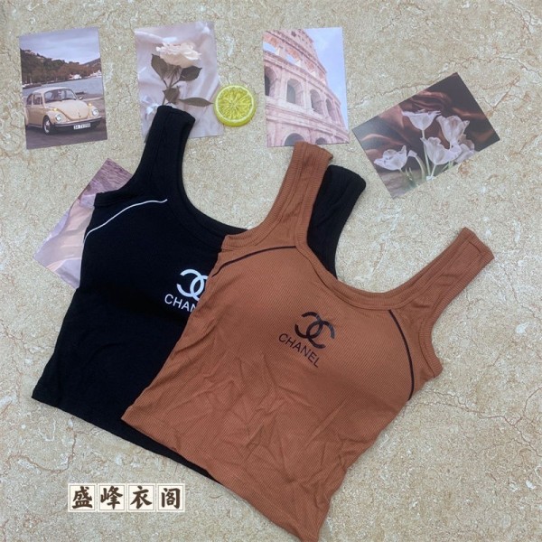 Chanel シャネルブランドキャミソール カップ付き レディース タンクトップ レディース トップス ノースリーブ おしゃれ シンプル 快適 柔らかい 伸縮性 吸汗速乾 キャミソール インナー サマー ビーチ 部屋着S - L