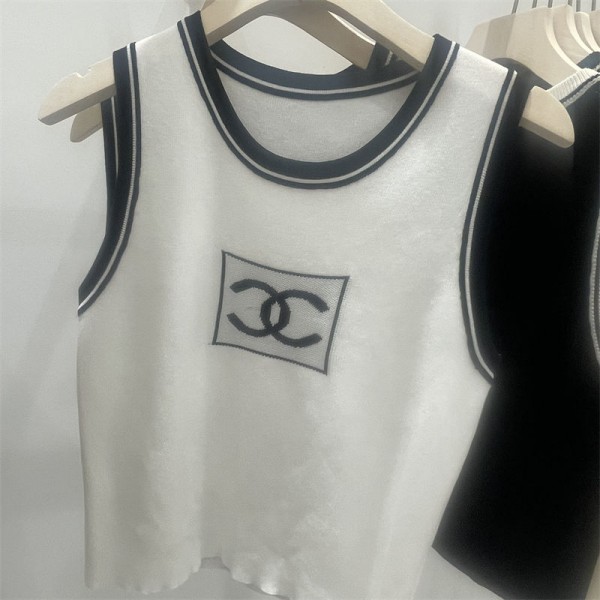 Chanel シャネルハイブランドキャミソール レディース ニット インナー ノースリーブ 肌着 トップス タンクトップ ストレッチ タイト スリム 薄手 セクシー 上品 きれいめ 無地 重ね着 春 夏 フリーサイズ