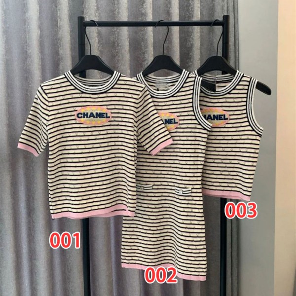 Chanel シャネル ハイブランド ニットtシャツ 偽物 レディース ニットワンピース ブランドキャミソール S - XL 上着 カジュアル 大人の上質Tシャツ 涼しい 薄手 おしゃれ ファッション