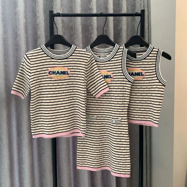 Chanel シャネル ハイブランド ニットtシャツ 偽物 レディース ニットワンピース ブランドキャミソール S - XL 上着 カジュアル 大人の上質Tシャツ 涼しい 薄手 おしゃれ ファッション
