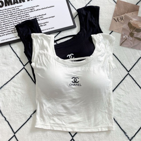 Chanel シャネルハイブランドタンクトップ レディース リブ 女性 トップス 肌着 脇隠し シャネル インナーシャツ ベーシック 下着 夏服 ノースリーブ キャミソール ヨガ おしゃれ ファッション セクシー 着痩せ 人気 