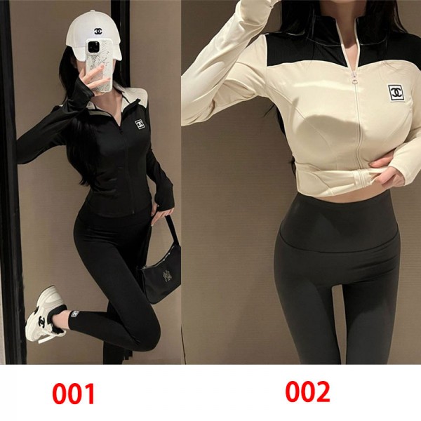 Chanel シャネルブランドスポーツブラ レディース 揺れない ブラジャー ヨガパンツ S - 2XL ヨガトップス フィットネスウェア ヨガブラ トレーニング レディース 伸張 完璧な形状 快適な動き おしゃれ 2枚組 上下セット