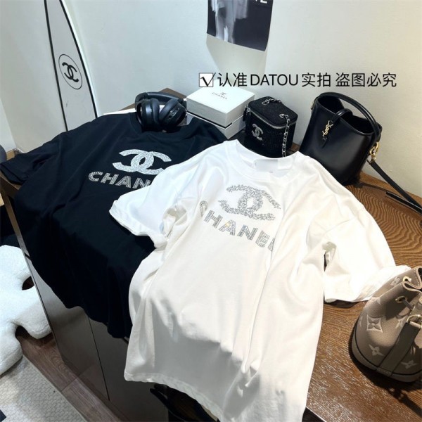Chanel シャネルハイブランドtシャツ偽物レディースブランド半袖tシャツ高品質韓国 パチモン 上着 tシャツ ユニセック ブランド