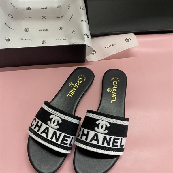 Chanel シャネル女性向けビーサン ミュール サボ ママシューズメンズ向けスリッパ夏 225 ¬260cm 履きやすいブランド ミュール  美脚 可愛いスリッパ 夏用 涼しい 蒸れないサンダル素足