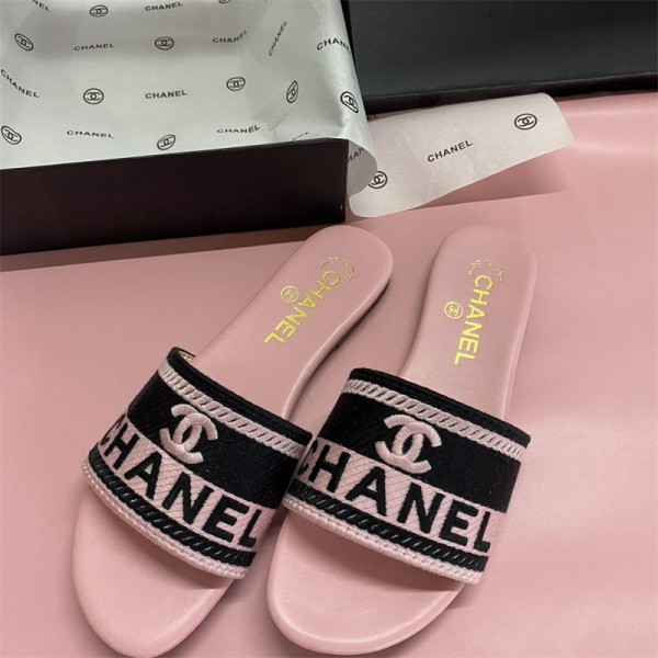 Chanel シャネル女性向けビーサン ミュール サボ ママシューズメンズ向けスリッパ夏 225 ¬260cm 履きやすいブランド ミュール  美脚 可愛いスリッパ 夏用 涼しい 蒸れないサンダル素足