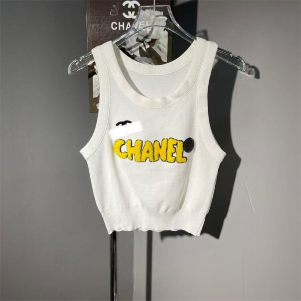 Chanel シャネルハイブランドキャミソール レディース ニット インナー ノースリーブ 肌着 トップスタンクトップ ストレッチ タイト スリム 薄手 セクシー 上品 きれいめ 刺繍 重ね着 春 夏 XS - L