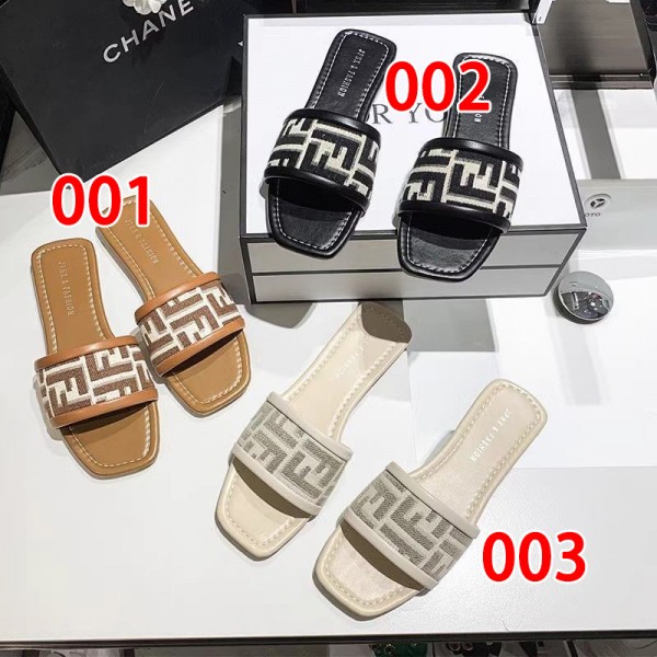 Fendi フェンディブランド お出かけスリッパ ミュールサンダル ローヒール サンダル レディース 滑り止め ビーチサンダル 歩きやすい フラット サボ おしゃれ スリッパ デイリー 夏 美脚 フェミニン 大人 可愛い 通勤 オフィス 225¬260CM