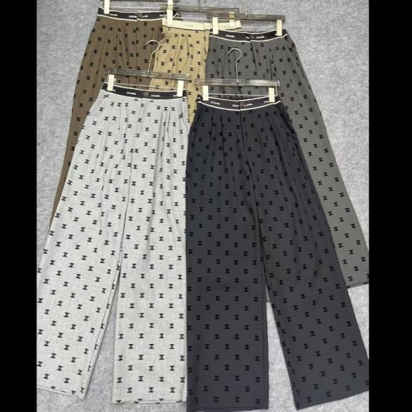ブランドシャネルレディース ボトムス ワイドパンツ 女性 ストレートレッグ Chanel スーツパンツ ハイウエスト 着痩せ S - XL ゆったり カジュアル 静電気防止 美脚 ファッション 落ち感 エレガント フォーマル 大人 仕事 通勤 春秋冬
