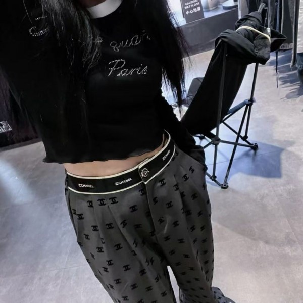 ブランドシャネルレディース ボトムス ワイドパンツ 女性 ストレートレッグ Chanel スーツパンツ ハイウエスト 着痩せ S - XL ゆったり カジュアル 静電気防止 美脚 ファッション 落ち感 エレガント フォーマル 大人 仕事 通勤 春秋冬