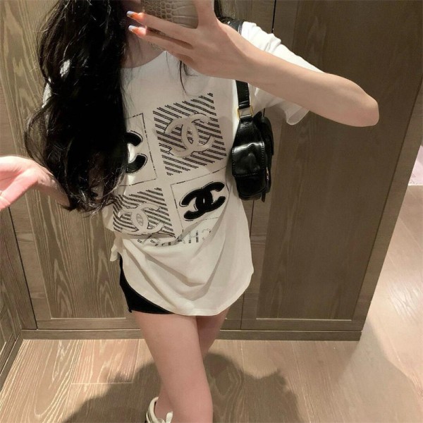 Chanel シャネルブランド半袖tシャツハイブランドtシャツ偽物レディースメンズ韓国 パチモン tシャツtシャツ ユニセック ブランド S- 2XL