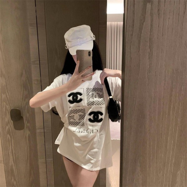 Chanel シャネルブランド半袖tシャツハイブランドtシャツ偽物レディースメンズ韓国 パチモン tシャツtシャツ ユニセック ブランド S- 2XL