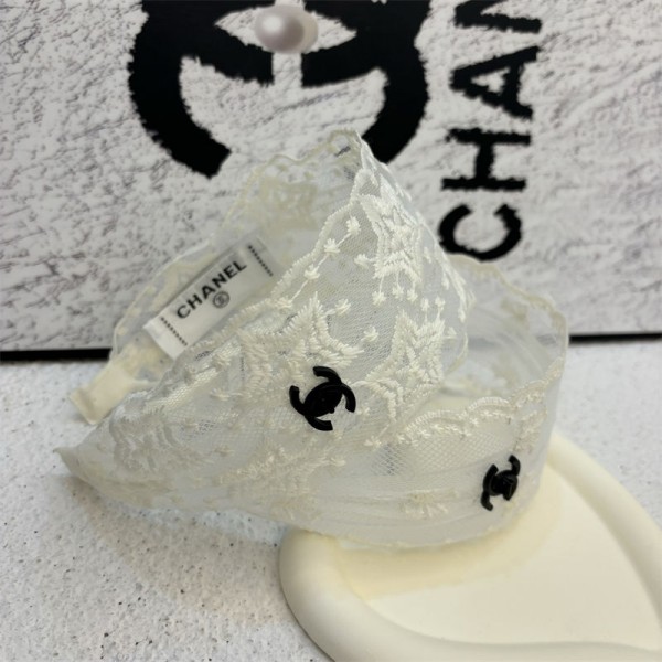 Chanel シャネルハイブランドヘアアクセサリーワイドレースカチューシャ ワイドヘッドカットアウトヘッドバンド レースのヘッドバンド ヘアターバンカチューシャ ワイドサイドプレスヘッドバンド ワイドヘッドバンド ファッションヘッ