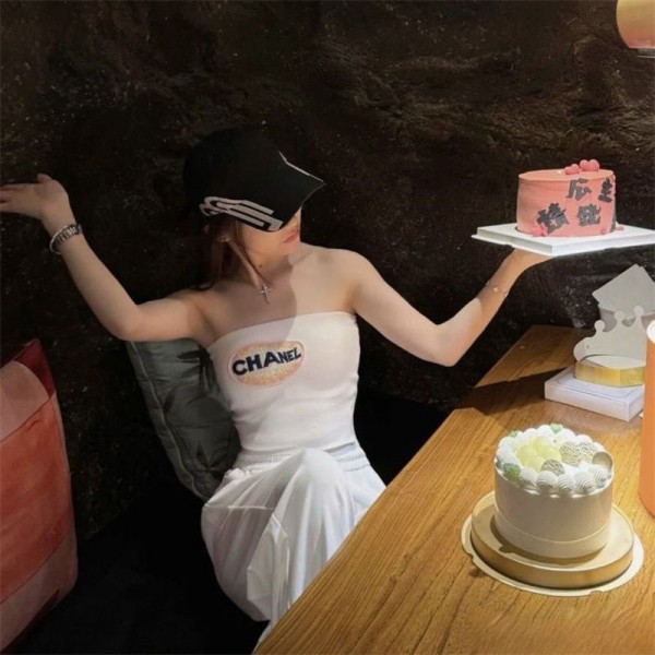 Chanel シャネルハイブランドレディース セーター ニットキャミソール タンクトップ キャミソール ノースリーブ リブニット トップス ブラウス カットソーシャツ カジュアル ファッション