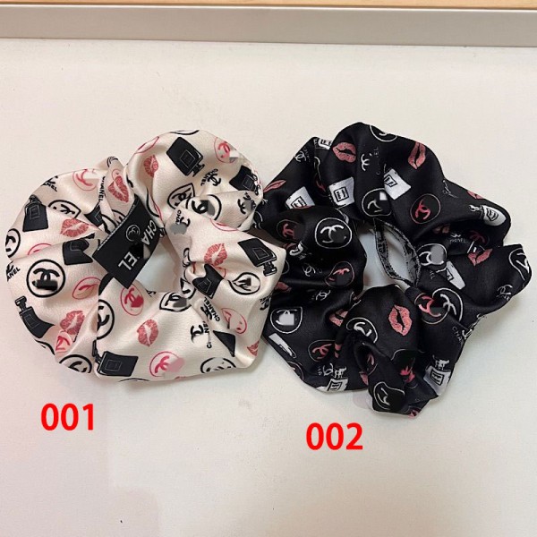 Chanel シャネルブランドシュシュ 大人 サテン 花柄 白 ブラック ヘアゴム オトナ レディース オシャレ 髪ゴム 仕事 可愛い ヘアアクセ ヘアシュシュ