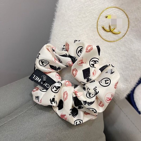 Chanel シャネルブランドシュシュ 大人 サテン 花柄 白 ブラック ヘアゴム オトナ レディース オシャレ 髪ゴム 仕事 可愛い ヘアアクセ ヘアシュシュ