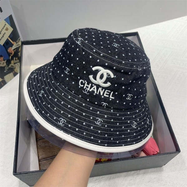 Chanel シャネルブランドバケットハット 刺繍 ポット 帽子 バケツ 帽子 アウトドア 帽子 ビーチ バイザー 帽子 女性用 UV プロテクション 日よけ 帽子 日よけ 帽子 女性用 幅広 つば バイザー