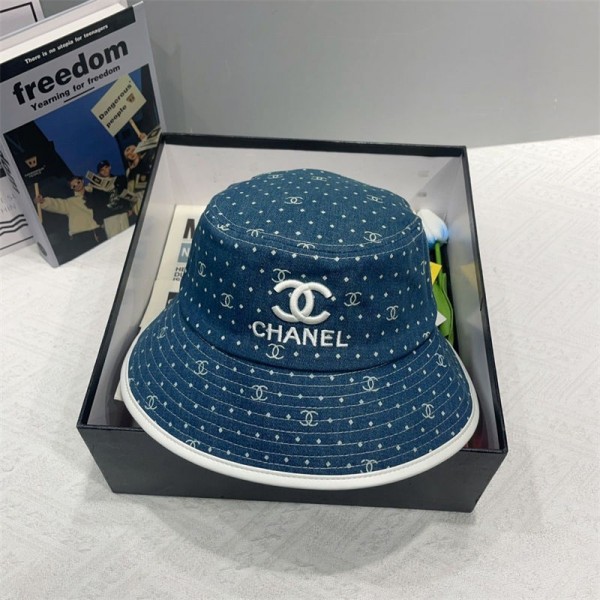 Chanel シャネルブランドバケットハット 刺繍 ポット 帽子 バケツ 帽子 アウトドア 帽子 ビーチ バイザー 帽子 女性用 UV プロテクション 日よけ 帽子 日よけ 帽子 女性用 幅広 つば バイザー