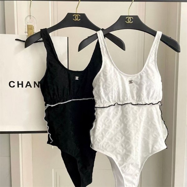 Chanel水着 ワンピース ビキニ かわいい ビーチウェア シャネル スイムウェア パッド入り 体型カバー スイムスーツ 可愛い スイムウェア レディースS- XL