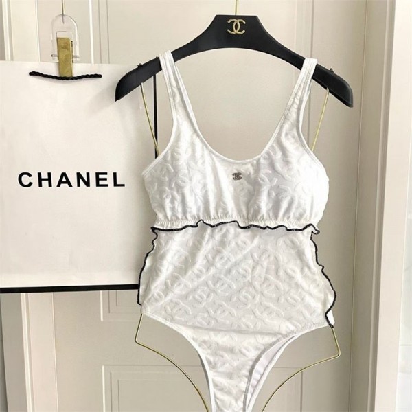 Chanel水着 ワンピース ビキニ かわいい ビーチウェア シャネル スイムウェア パッド入り 体型カバー スイムスーツ 可愛い スイムウェア レディースS- XL