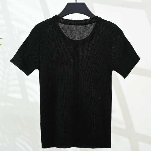 Chanel シャネルハイブランド Tシャツ レディース 半袖 トップス 春夏 Vネック tシャツ 綿100% 刺繍ロゴ カットソー おしゃれ 通気性 薄手 シンプル カジュアル 仕事 通勤 バイト きれいめ