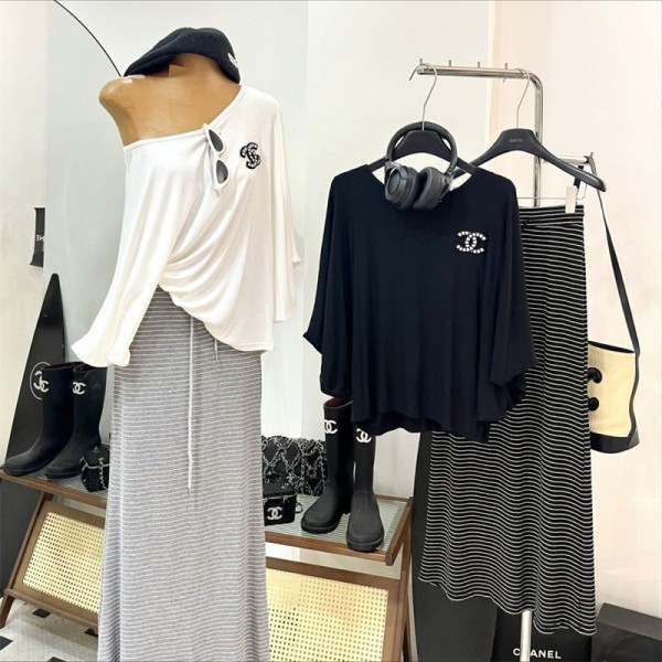 Chanel シャネルハイブランド秋セットアップ ２点セット レディース 上下セット Ｔシャツ+ロングスカート 長袖  ゆったり カジュアル 可愛い オシャレ 大人 通勤 春秋冬