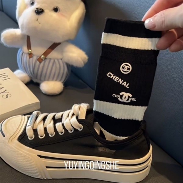 Chanel シャネルハイブランド ソックス 綿製ブランド ストッキング 大人気浅口ソックス 女の子好き 韓国ブランドソックス 男女兼用 ファッション
