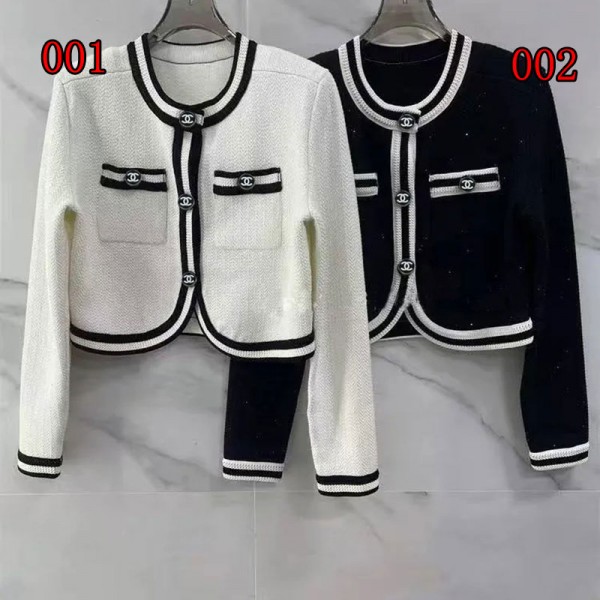 ブランドシャネルカーディガン レディース Chanel ニットウェア セーター ニットコート S-L 前開き 高伸縮 暖かい トップス アウター 無地 厚手 春秋冬 カジュアル オフィス 通勤 日常 冷房対策