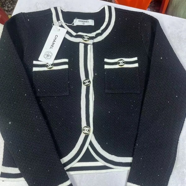 ブランドシャネルカーディガン レディース Chanel ニットウェア セーター ニットコート S-L 前開き 高伸縮 暖かい トップス アウター 無地 厚手 春秋冬 カジュアル オフィス 通勤 日常 冷房対策