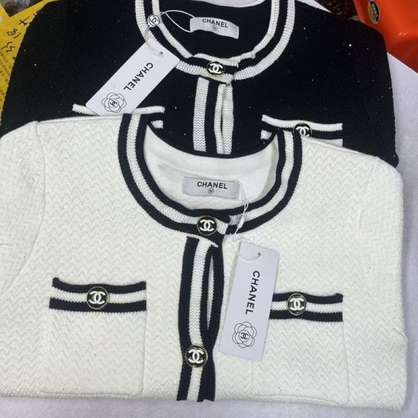 ブランドシャネルカーディガン レディース Chanel ニットウェア セーター ニットコート S-L 前開き 高伸縮 暖かい トップス アウター 無地 厚手 春秋冬 カジュアル オフィス 通勤 日常 冷房対策