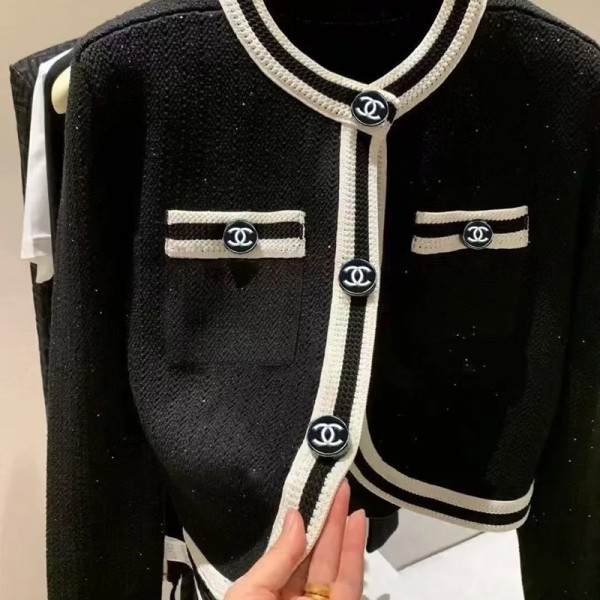 ブランドシャネルカーディガン レディース Chanel ニットウェア セーター ニットコート S-L 前開き 高伸縮 暖かい トップス アウター 無地 厚手 春秋冬 カジュアル オフィス 通勤 日常 冷房対策