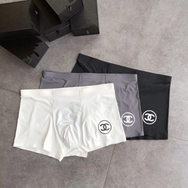 Chanel ブランドボクサーパンツ メンズ シャネル 下着 3枚セット アイスシルク 涼しい 男性 ボクサーブリーフ 無地 快適 通気性 吸汗速乾 おしゃれ 前閉じ スポーツ L-4XL アンダーウェア 