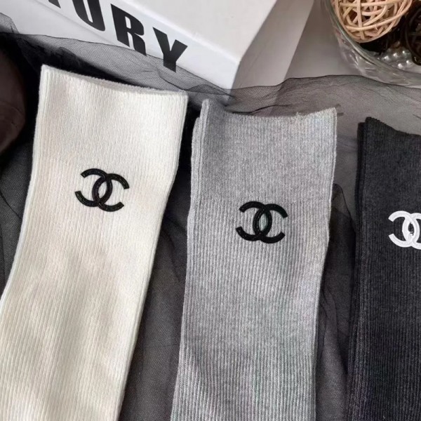 Chanel シャネルハイブランドハイソックス ニーハイソックス レディース 美脚・脚長効果 滑り止め 可愛い 女性用 靴下 ロングソックス 無地 柔らかい 伸縮性 防臭 着圧 膝下 通学 通勤 春 夏 秋 冬用