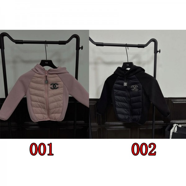 Chanel シャネルブランドキッズ ダウンジャケット ライトダウン フード付き 長袖 無地 110-170CM 厚さ 女の子ジャケット 男の子コート ポケット付き 軽量 子供服 暖かい ジュニア 可愛い 防寒 防風 保温 カジュアル