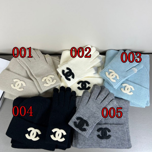 シャネルレディースビーニーハットスカーフ ブランドChanel 冬のビーニーハット スカーフグローブ 3点セット アウトドア用厚手暖かいウール帽子セット 女性の冬の帽子と手袋のセット 帽子と手袋のセット 散歩 ショッピング用のストッキングの詰め物