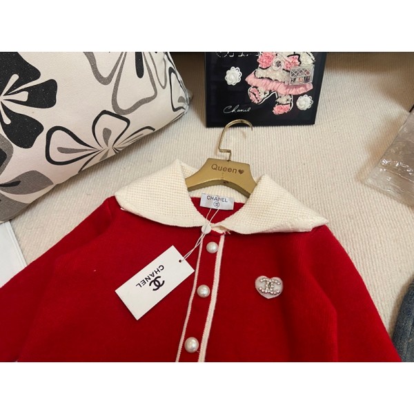 Chanel シャネルブランド子供服 女の子 セーターコート デニムパンツ 上下2点セット ガールズ長袖ニット デニムズボン(裏起毛) キッズ コート  トップス ジーンズ ワイドパンツ ゆったり ハイウエスト 着痩せ 90¬140cm