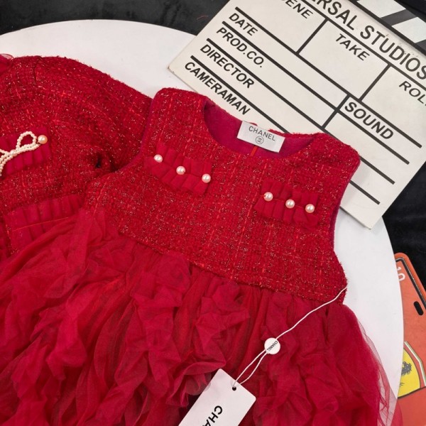 Chanel シャネルハイブランド入学式 女の子 フォーマル ワンピースセット 90-140cm 子供服 スーツ ツイード ドレス 気質 秋冬 チュールスカート エレガント 2点セット 入園 可愛い 学院風 ガールズ 洋服 発表会 卒業 